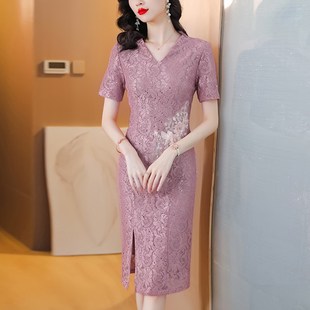 新品女儿结婚妈妈穿的连衣裙喜婆婆婚G宴装平时可穿礼服年轻