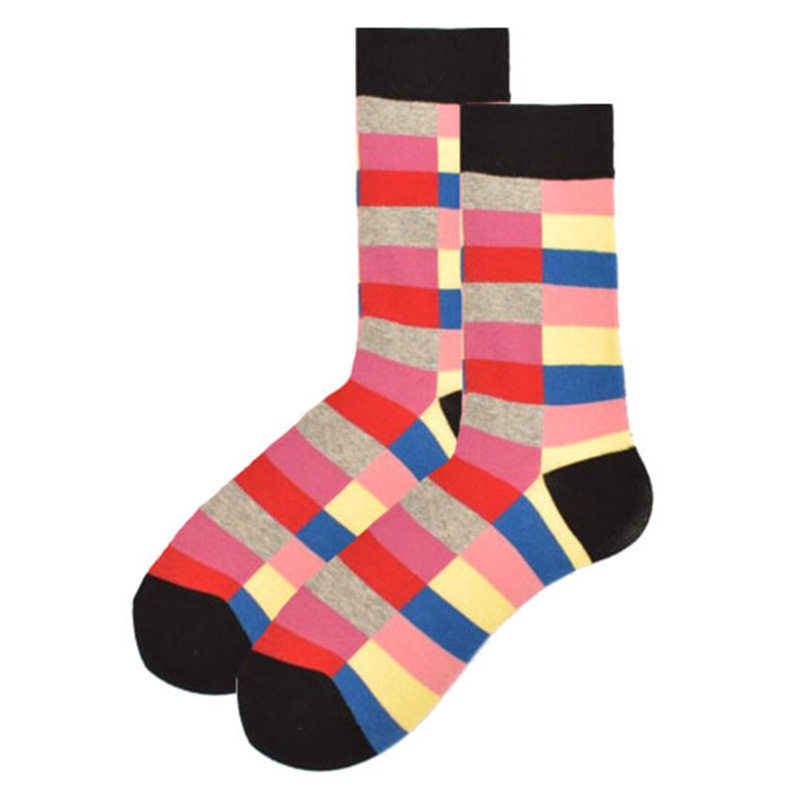 新品Men Clfassic Casual Colorful Happy Geometric Grid Style