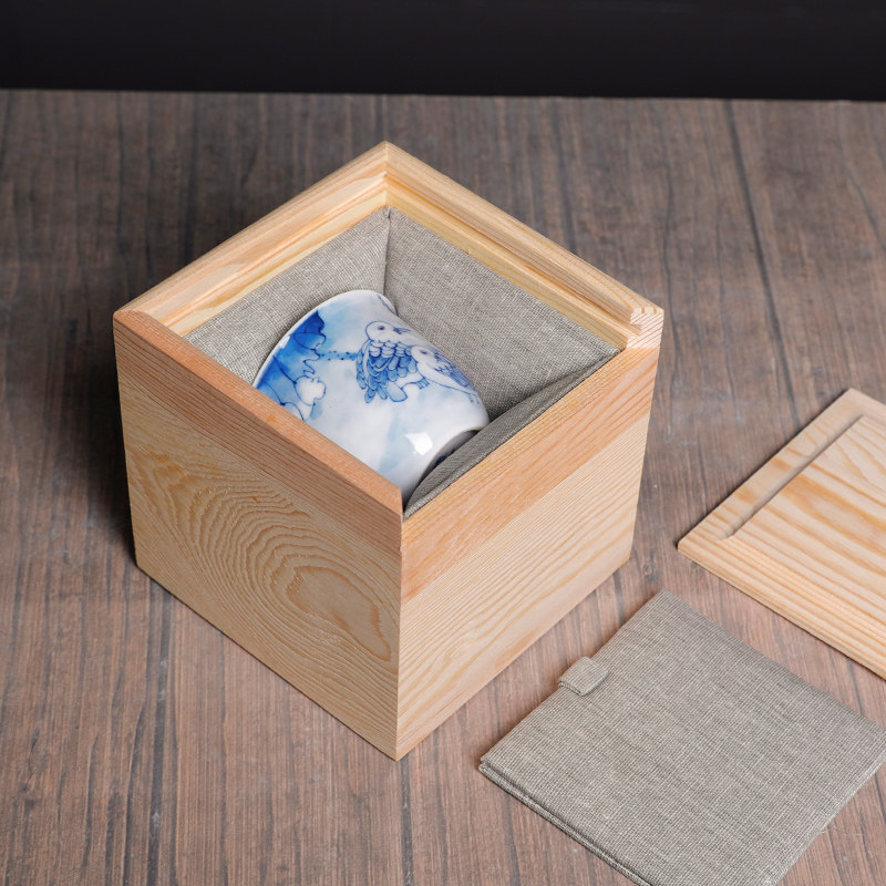 速发景欣包装高档松木抽拉礼品盒双杯三杯四杯盖碗实木包装盒定制