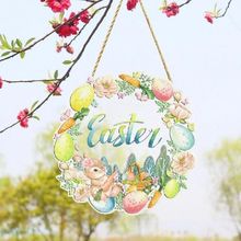 极速Easter Hhanging Sign Rabbit Wall Decoration Pendant Roun