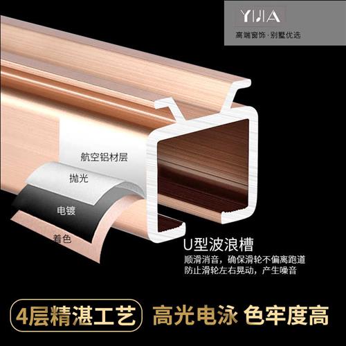 极速重型a静音窗帘轨道直轨导轨滑轨单双轨挂钩窗帘杆滑道顶装侧