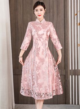 新品喜婆婆婚宴装高端q大气连衣裙新中式妈妈装婚礼服参加女儿结