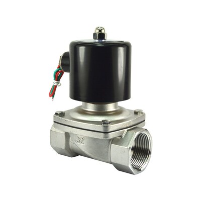 新品不锈钢常闭电磁阀水阀气阀6分1寸开关电磁控L制阀AC220V4分24