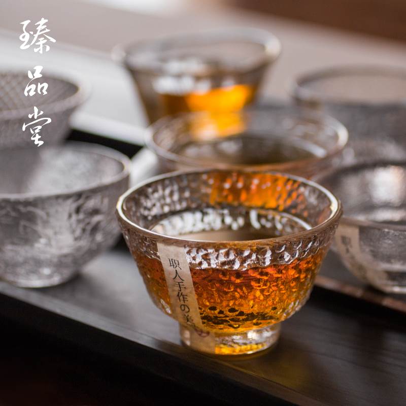 极速纯手a工玻璃杯茶杯杯子小号描金锤纹水杯酒杯日式透明主人功