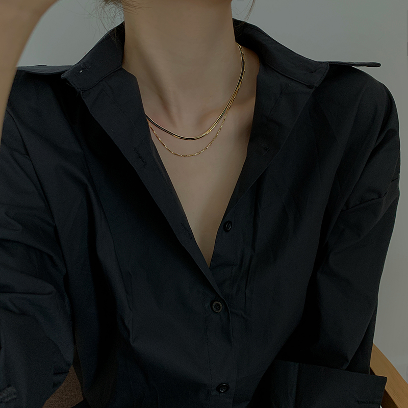 极速小众设计感钛钢项链女个性叠戴蛇骨链iMns冷淡风毛衣链轻奢锁
