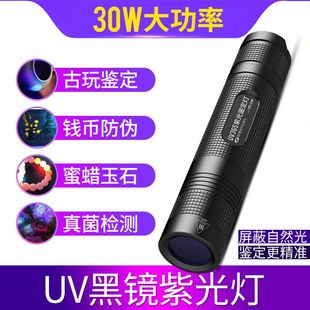 极速神鱼 紫外线手电筒紫光灯v伍德氏灯萤光剂检测灯365NM验钞灯