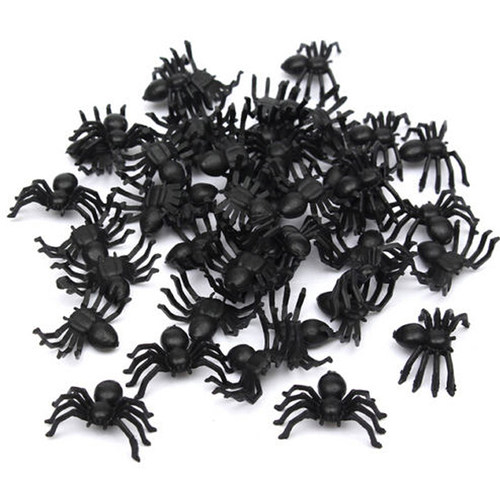 新品50 Pcs Useful Plastic Black Spider HalMloween Decoration