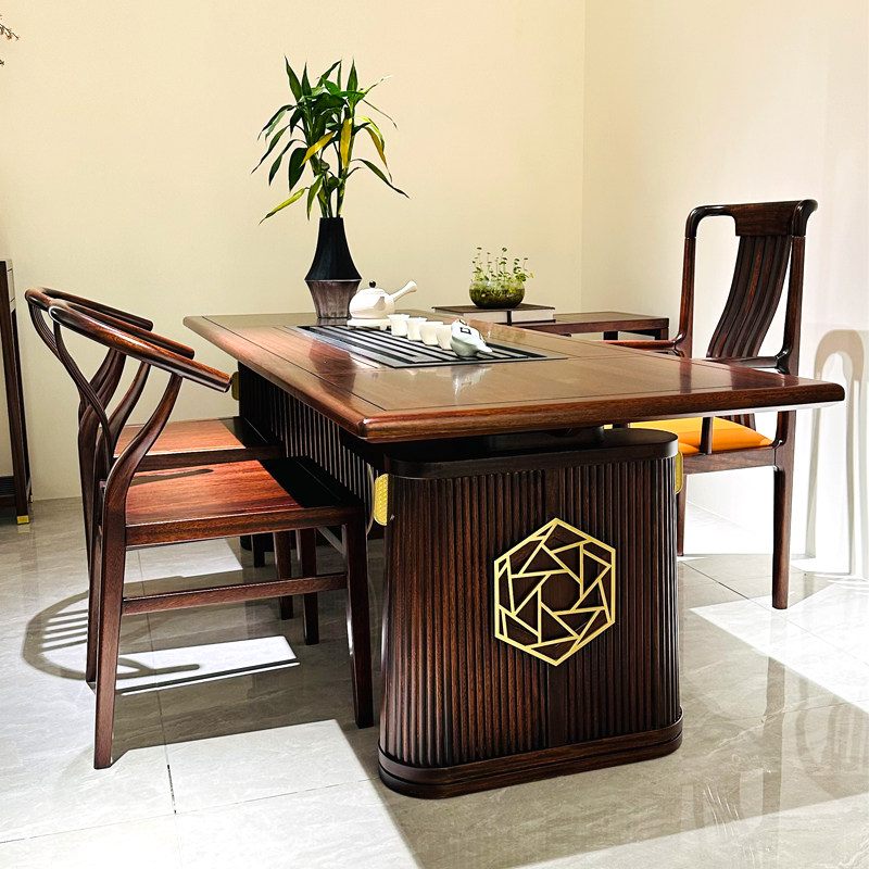 极速新中式黑檀实木茶台s爱里古夷苏木茶桌椅组合办公室会客厅家