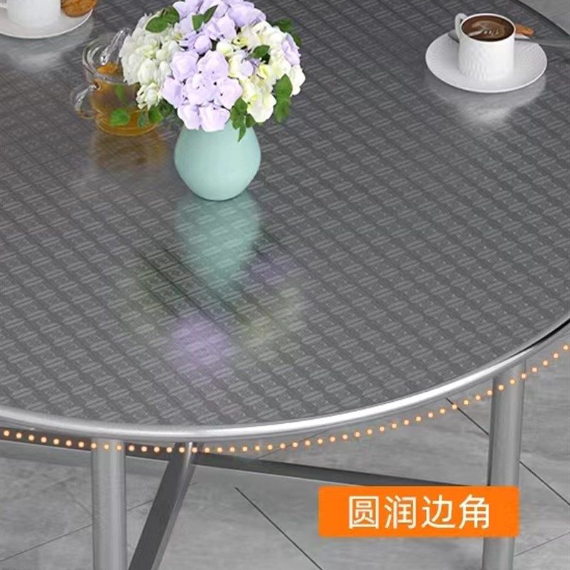 极速不锈钢折叠圆桌加厚30w4餐桌转盘大排档家用不锈钢饭桌大圆桌