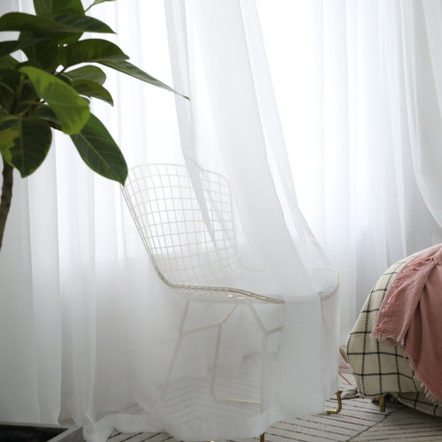 新品White Curtains Solid Whixte Tulle Modern Curtains for Li