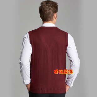 羊绒羊毛背心坎肩毛衣V领马甲轻薄保暖开衫 针织衫 商务 装 秋冬男式