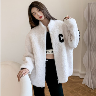 直销海宁皮草羊剪绒复合皮毛一体全羊毛休闲短款外套女秋冬新韩版