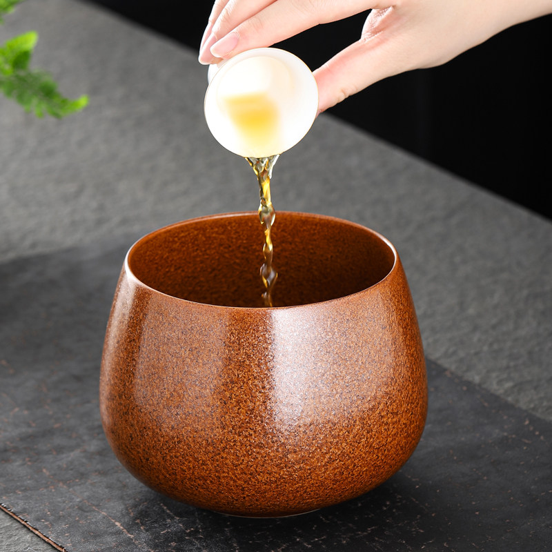 速发粗陶建水水盂茶钵茶渣缸禅意大号陶瓷家用茶渣桶果盆茶道茶盘