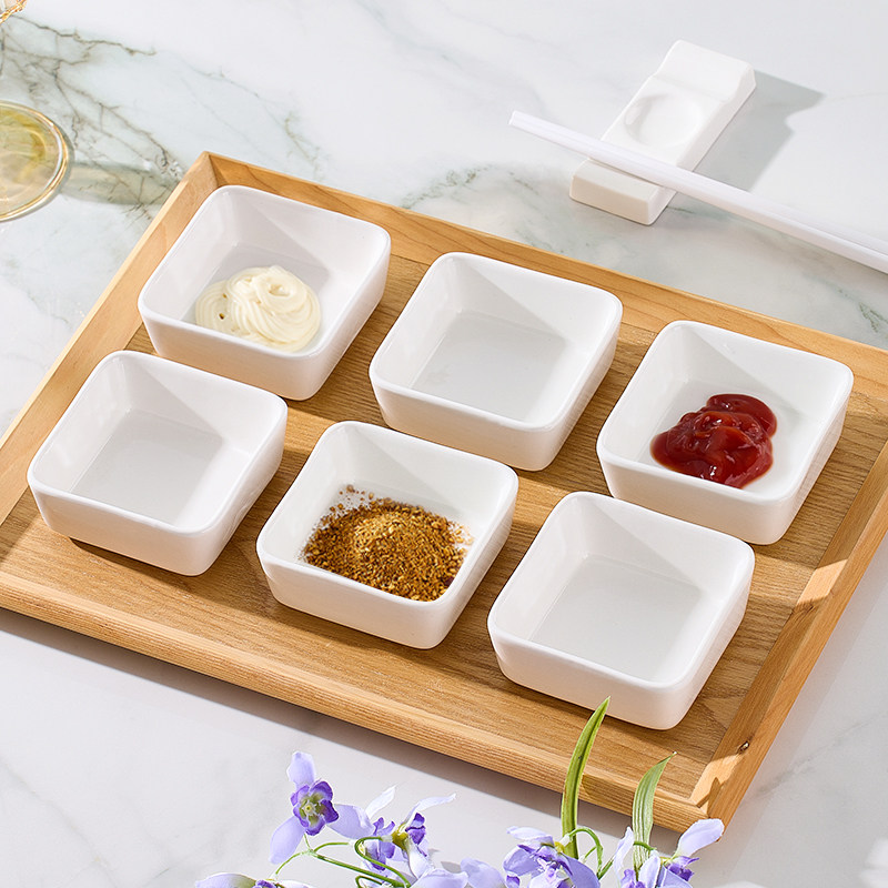 速发碟瓷调味料碟子家用四方小锅小盘子酱油醋火碗烧烤蘸料碗陶小