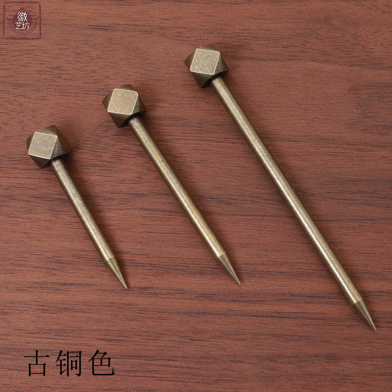 速发中式纯铜字画挂钩全铜挂钉相框牌匾画托配件仿古实心铜插针
