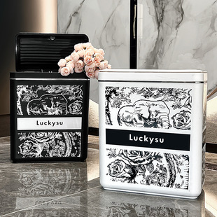 国潮风垃圾桶按压弹盖款家用大容量垃圾筒带盖高颜值夹缝收纳桶