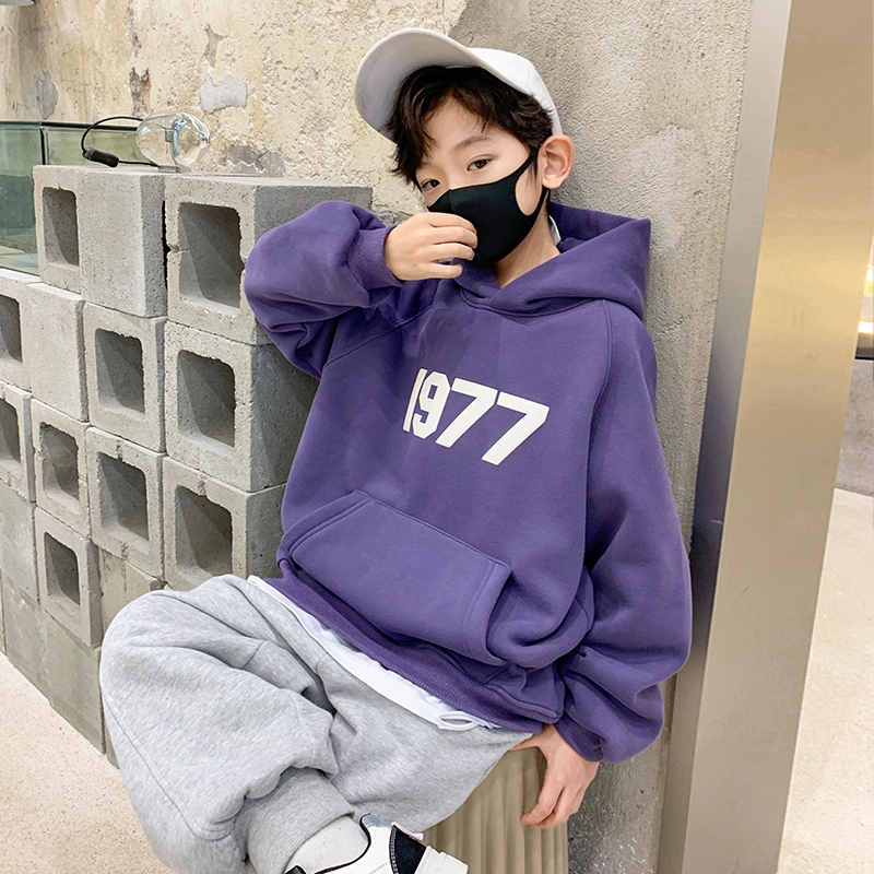 男童美式复古连帽卫衣中大童秋冬