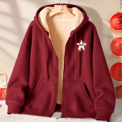 男女童羊羔绒连帽开衫卫衣冬季潮