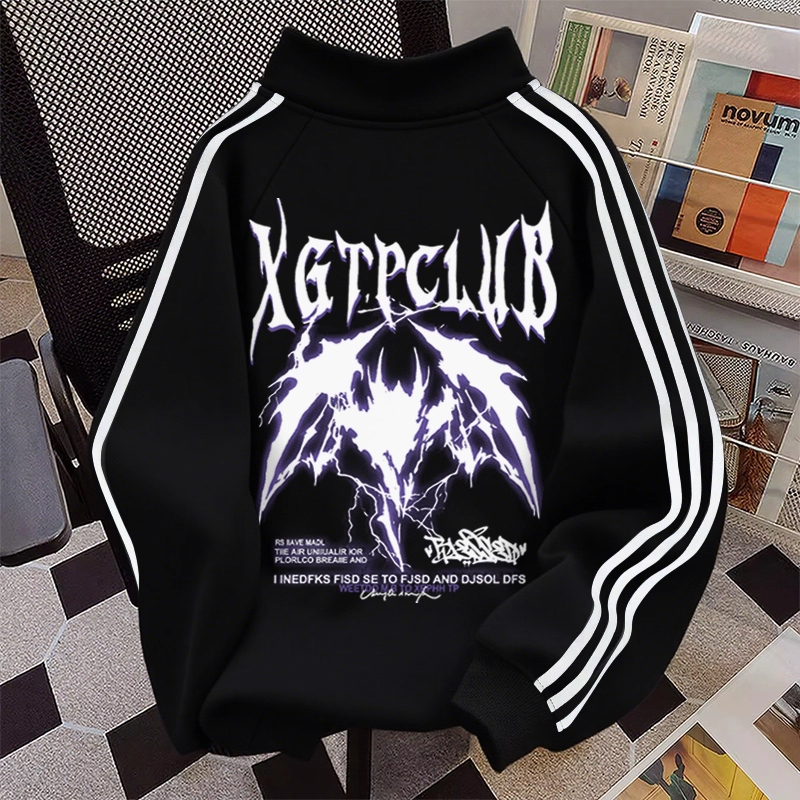 中大童美式三条杠立领卫衣男女童