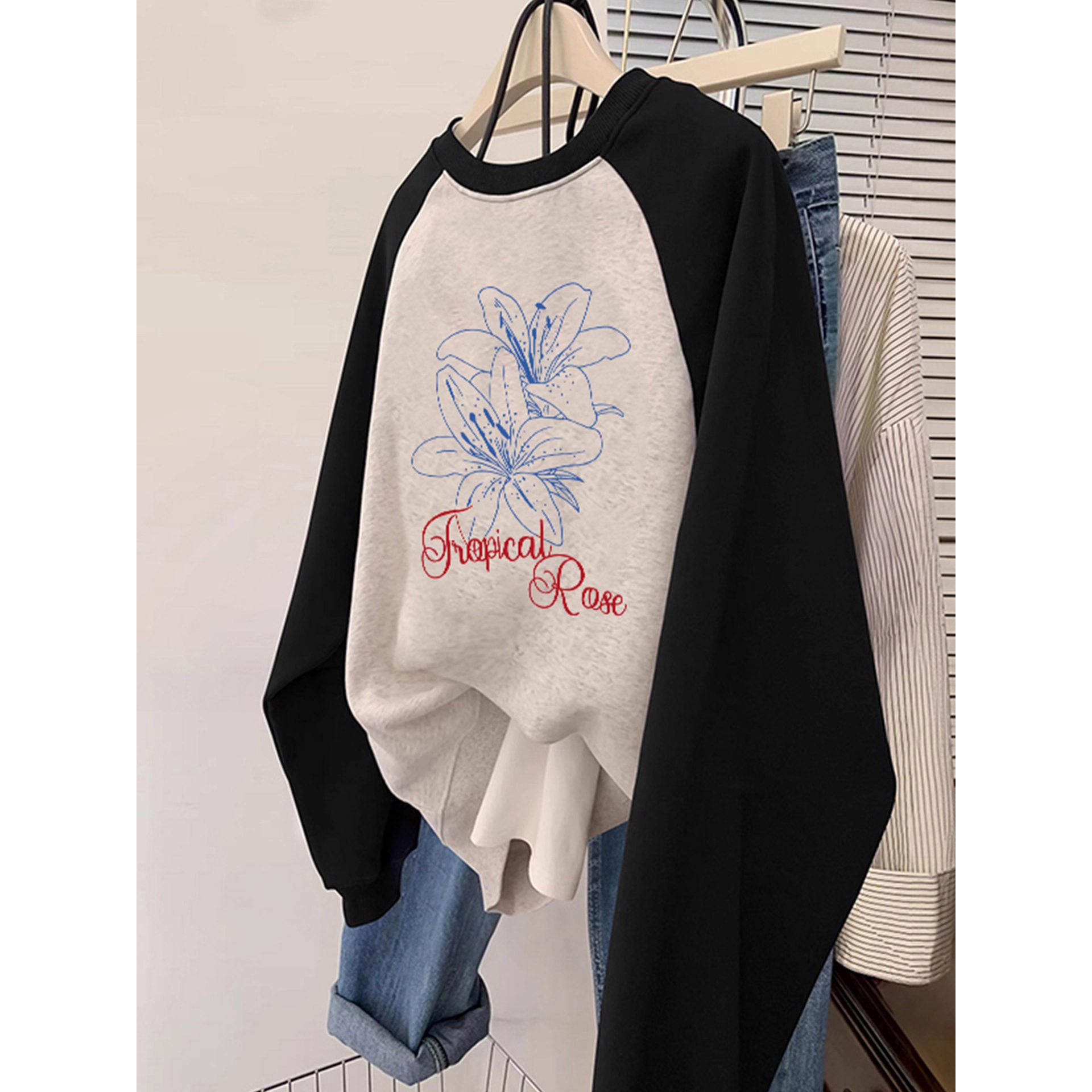 中大童插肩袖无帽卫衣男女童秋冬