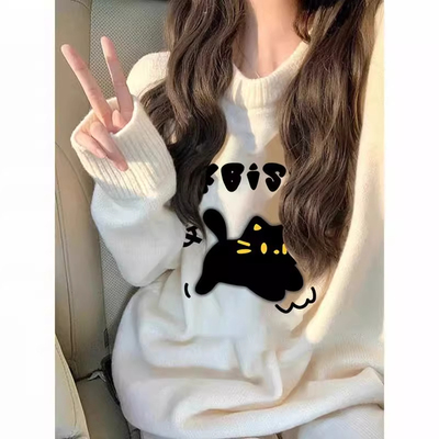 男女童卡通印花圆领毛衣秋冬新款