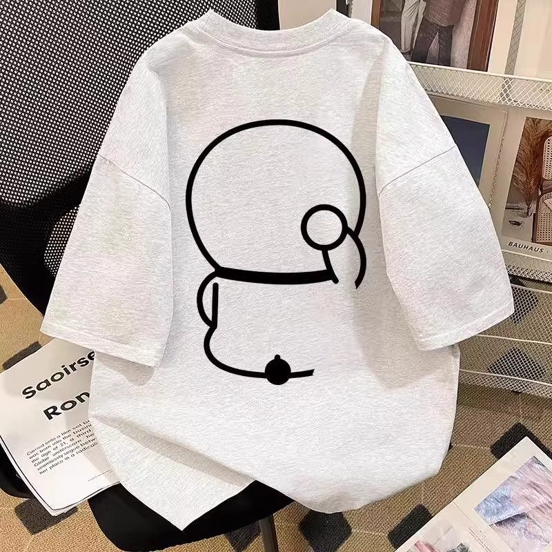 儿童卡通线条纯棉短袖t恤男女童