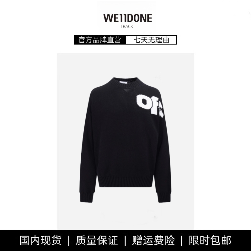 【现货】WE11DONE TRACK毛衣前后字母大LOGO圆领休闲套头毛衣美式
