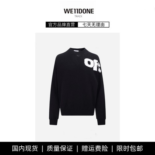 【现货】WE11DONE TRACK毛衣前后字母大LOGO圆领休闲套头毛衣美式