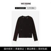 现货 圆环装 WE11DONE TRACK做旧新款 个性 饰喷漆晕染长袖 T恤潮