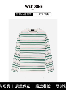 【现货】WE11DONE TRACK复古简约logo长袖男女休闲刺绣条纹T恤