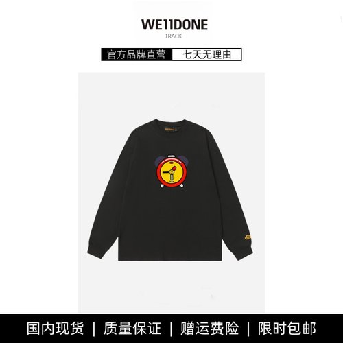 【现货】WE11DONE TRACK春秋新款闹钟字母图案圆领套头长袖男女款