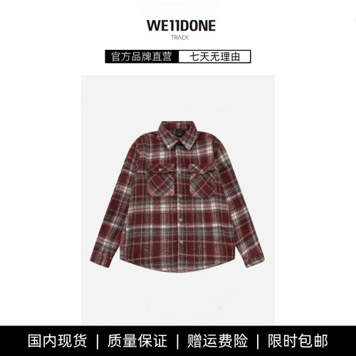 【现货】WE11DONE TRACK重磅美式复古格子衬衫外套休闲百搭情侣