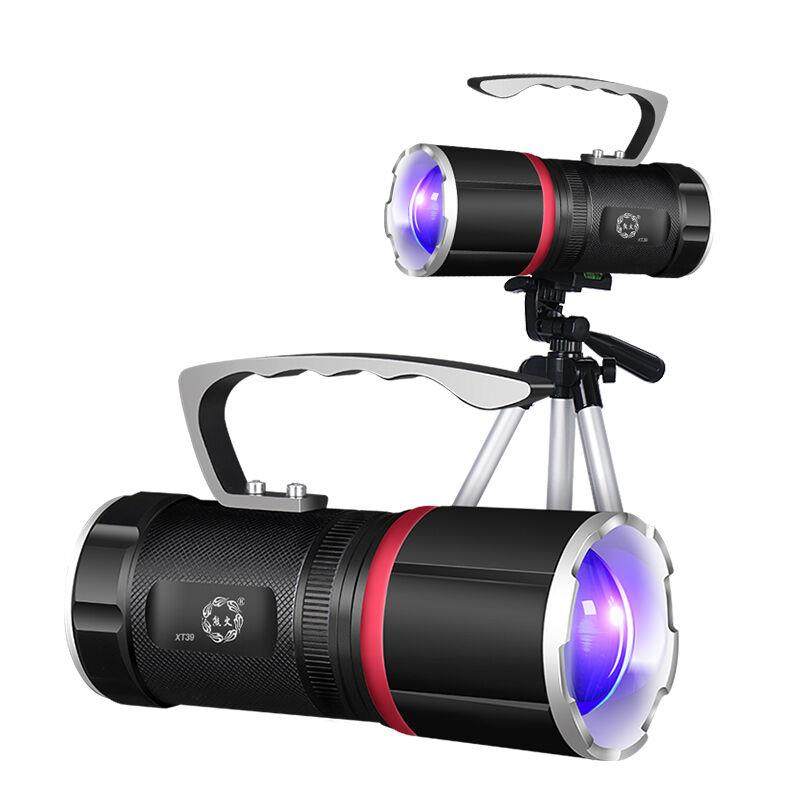 熊火钓鱼灯夜钓灯20W变焦蓝光白光四光源紫光黄光充电锂电池XT39