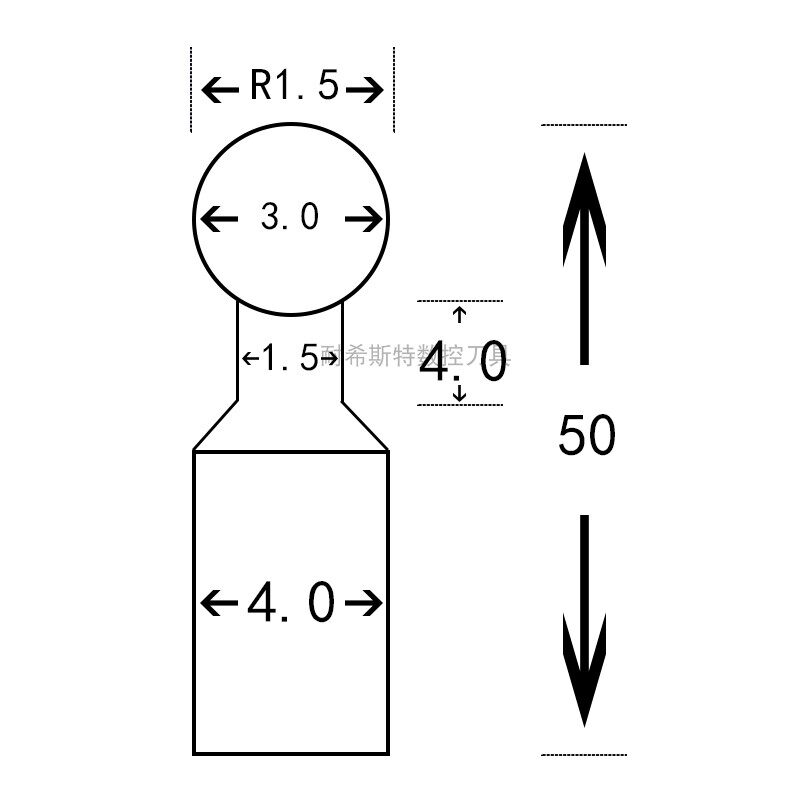 钨钢棒棒糖球刀拱形圆弧铣刀球形合金成型刀R0.5R0.75R1.5R2R5R6
