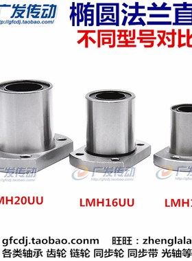 LMH6UUd  椭圆法兰/切边法兰/双切边/直线轴承 尺寸:6*12*19