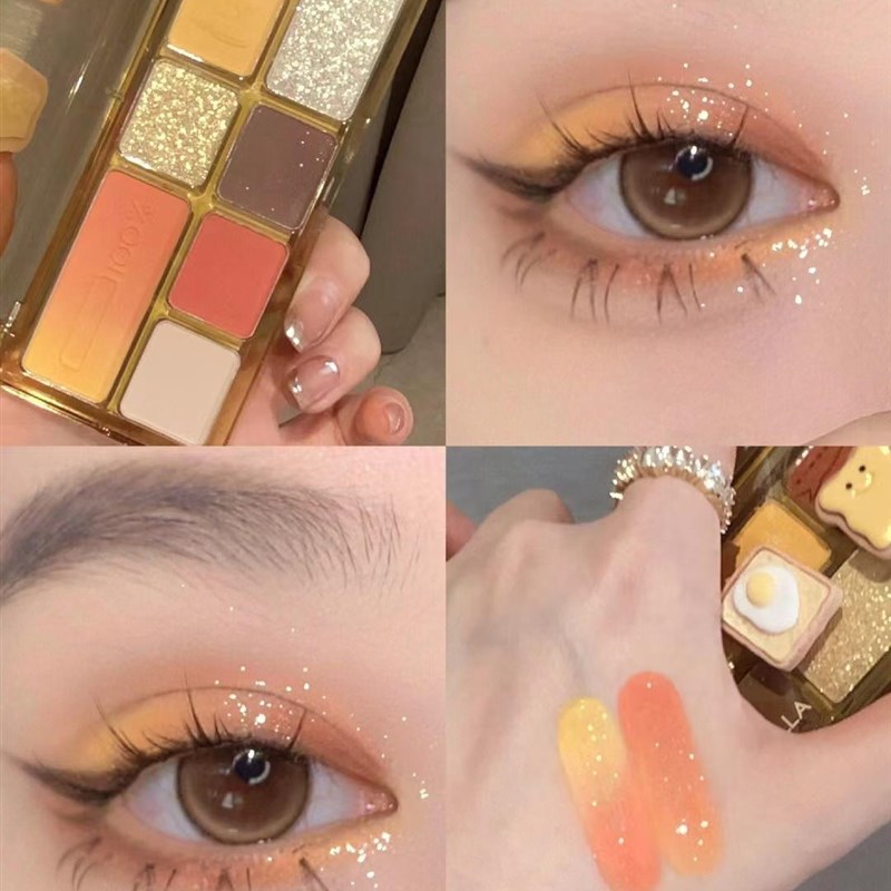 秋冬橘色眼影 小红书同款诗蒂娅眼影盘橘棕色哑光珠光爆闪橘黄色