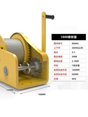 厂手摇绞盘双向自锁手动卷扬机小型家用牵引葫芦起重升降吊机提销