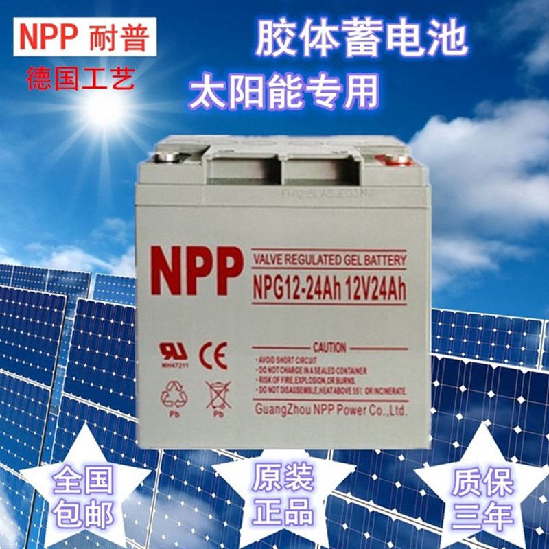 耐普铅酸免维护f蓄电池NP12-24 12v24ah UPS 应急照明用电瓶大容