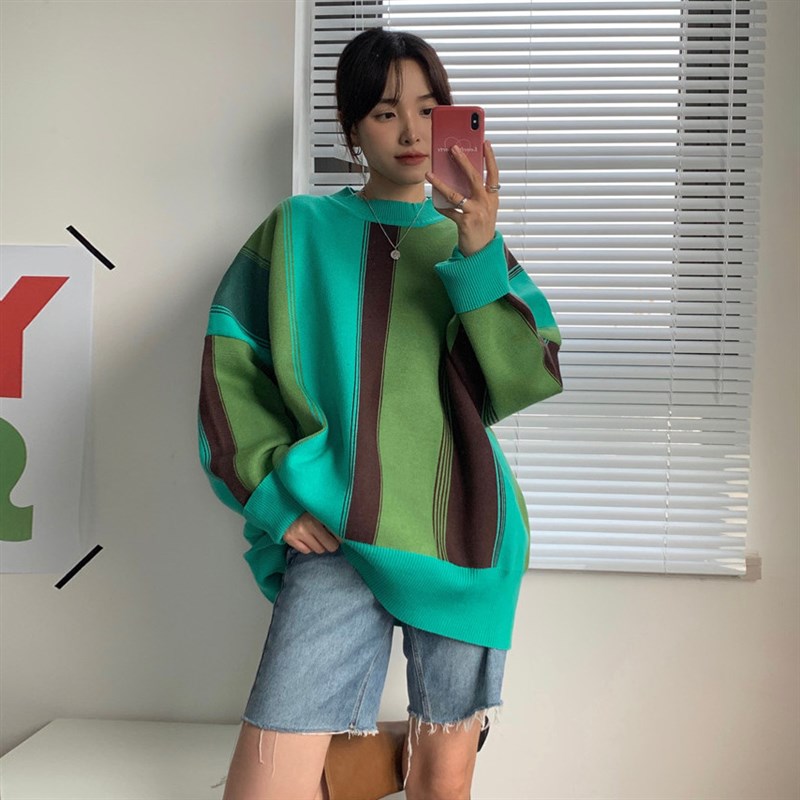 推荐New autumn and winter Oversize Lazy Wind Color Matching