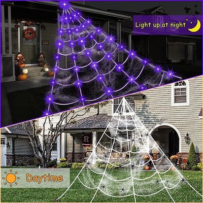 速发Halloween Spider Web Triangulation Luminous Outdoor Deco