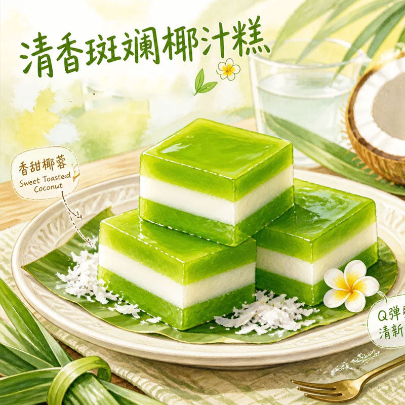 海南娘惹糕斑斓椰汁糕千层糕糯叽叽芒果百香果咖啡软糯Q弹零食品