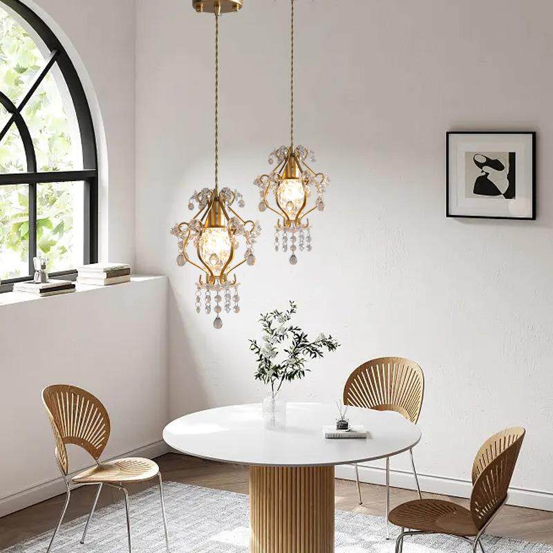 法式卧室床头灯美式餐厅水晶小吊灯过道走廊玄关入户衣帽间阳台灯