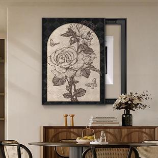 中古风电表箱装饰画美拉德法式复古遮挡配电箱电闸盒盖板竖版挂画