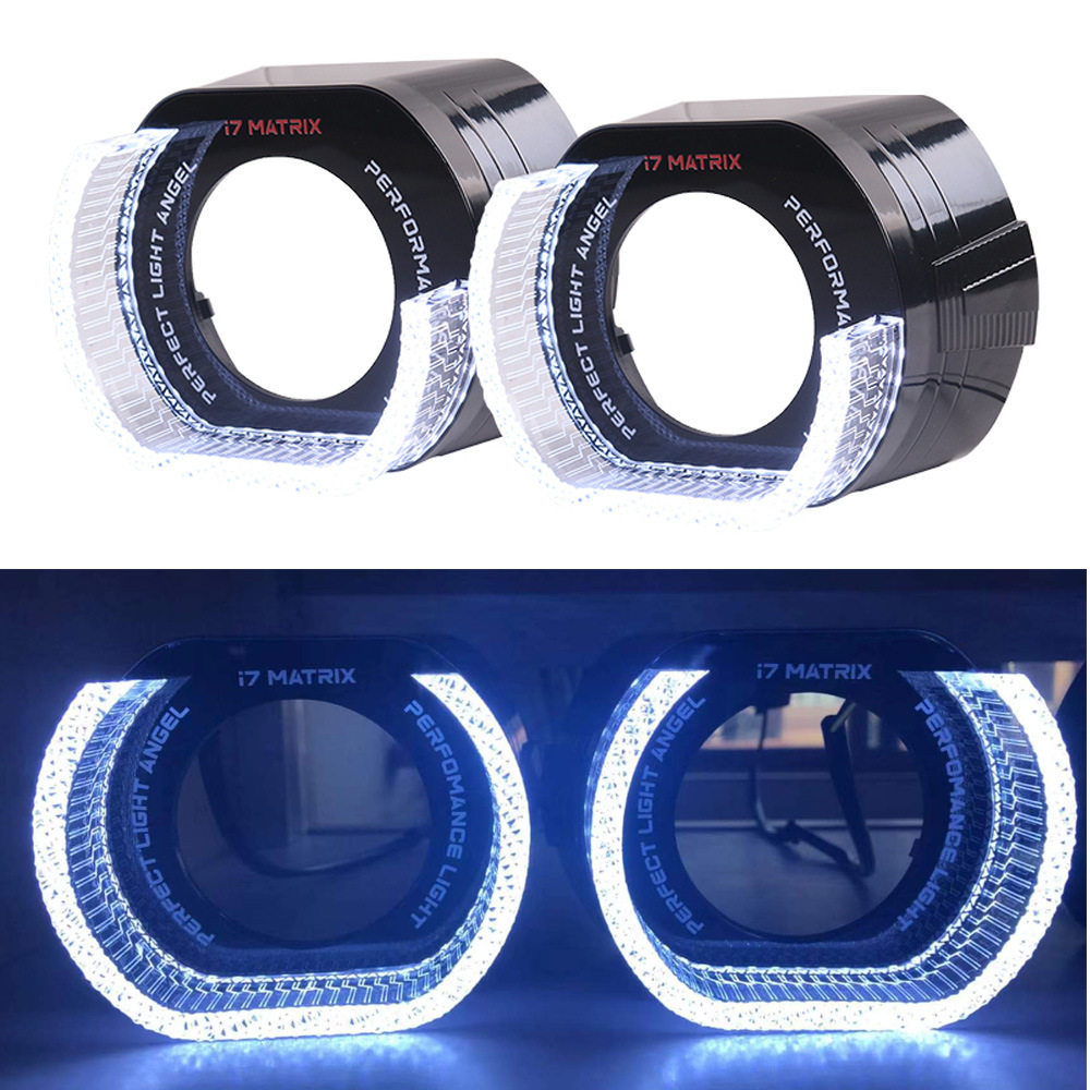 通用3.0寸5D灯罩黄白双色U型天使眼幻彩跑马日行灯双光led镜头