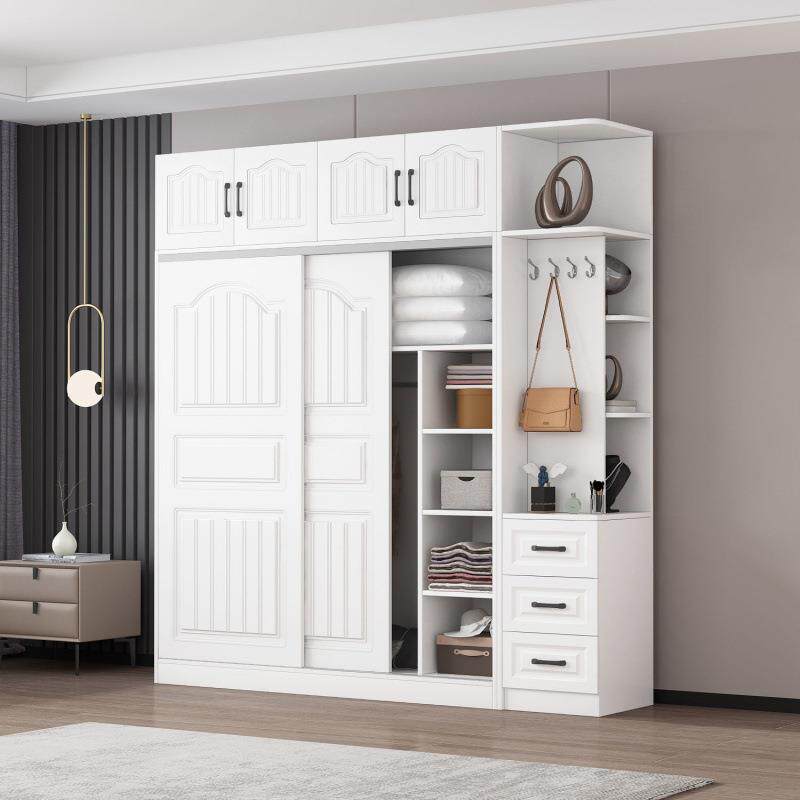 卧室推拉门衣柜现代简约家用卧室实木衣橱经济型轻奢网红储物衣柜