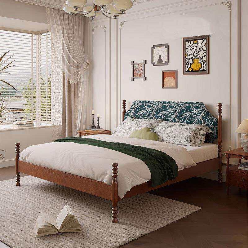 丹梵斯法式复古中古风全实木双人床主卧软包婚床榉木床板白蜡木床