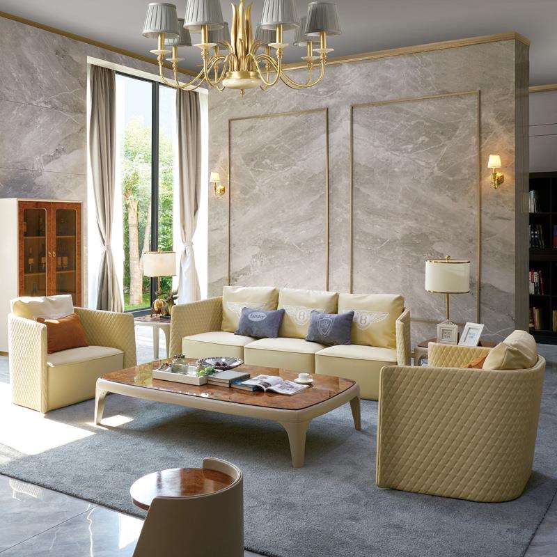 轻奢沙发简约后现代皮艺宾利样板房设计师售楼处休闲沙发工程