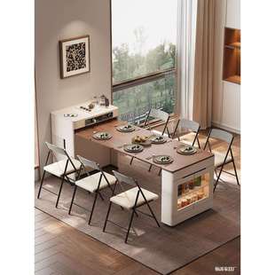 2024新款餐边柜岛台餐桌椅一体家用可伸缩折叠小户型吧导倒台饭桌