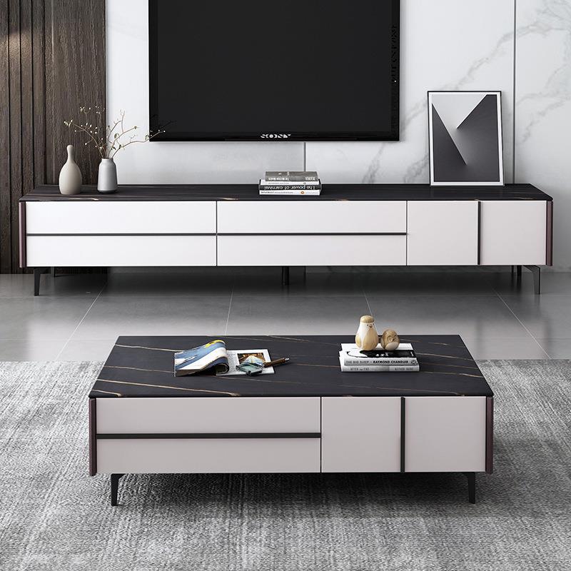 意式极简岩板茶几电视柜组合现代简约小户型储物茶桌客厅家用