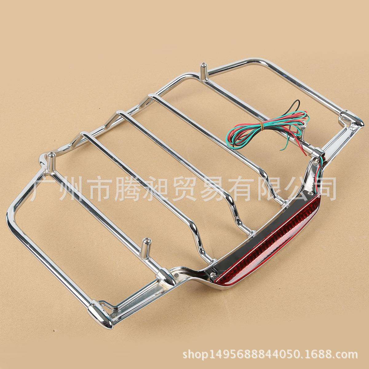 哈雷尾箱行李架街道滑翔后箱架改装带LED灯行李箱架电镀架